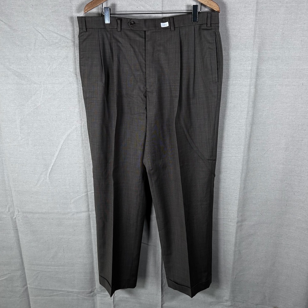 Lauren Ralph Lauren 36x29 Brown Houndstooth Pleated‎ Cuffed Dress Pants Trousers